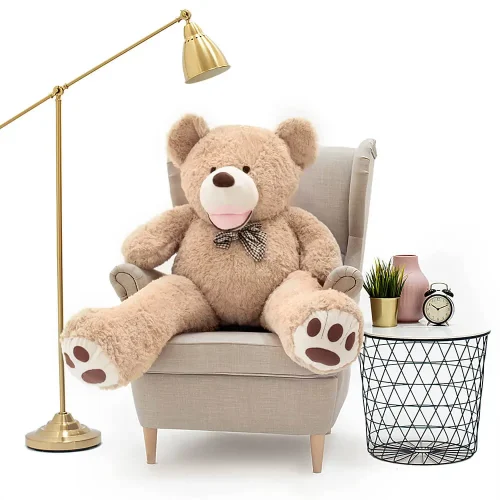 Большой плюшевый мишка Teddyway Bobo, гигантский XXL, мягкая игрушка, 100 см, 39 дюймов, 3,3 фута, светло-коричневый - Teddyway