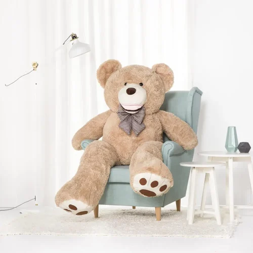 Большой плюшевый мишка Teddyway Bobo, гигантский XXL, мягкая игрушка, 100 см, 39 дюймов, 3,3 фута, светло-коричневый - Teddyway